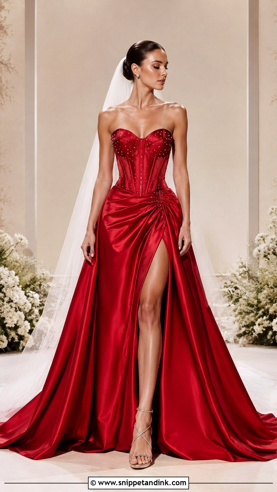 Red Corset Bridal Dress - Snippet and Ink - 30 Red Bridal Dress Ideas