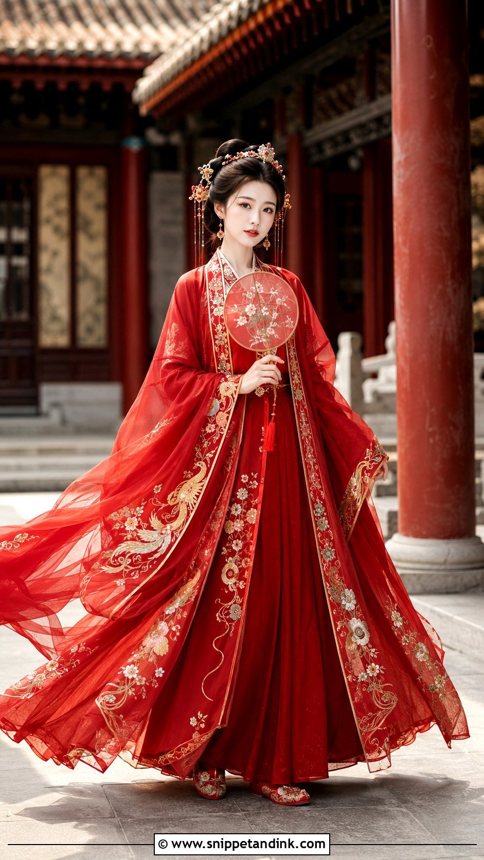 Red Daxiushan Hanfu Wedding Outfit - Snippet and Ink - 20 Wedding Hanfu Ideas
