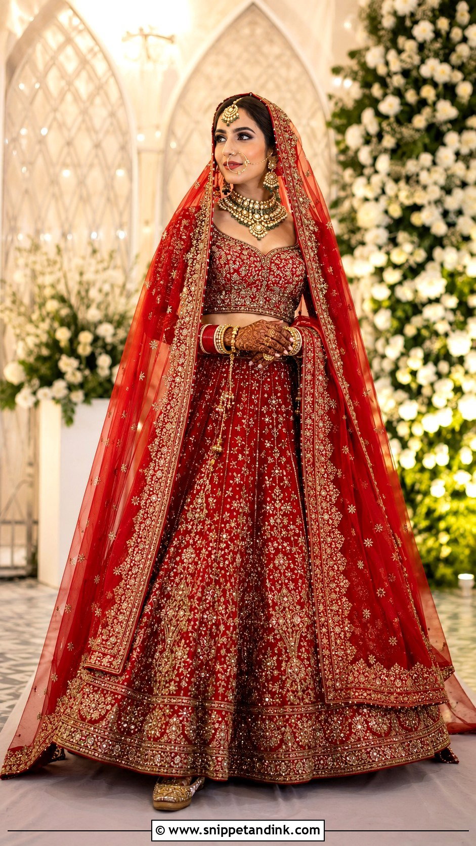 Red Desi Bridal Lehenga - Snippet and Ink - 20 Desi Wedding Bride Ideas