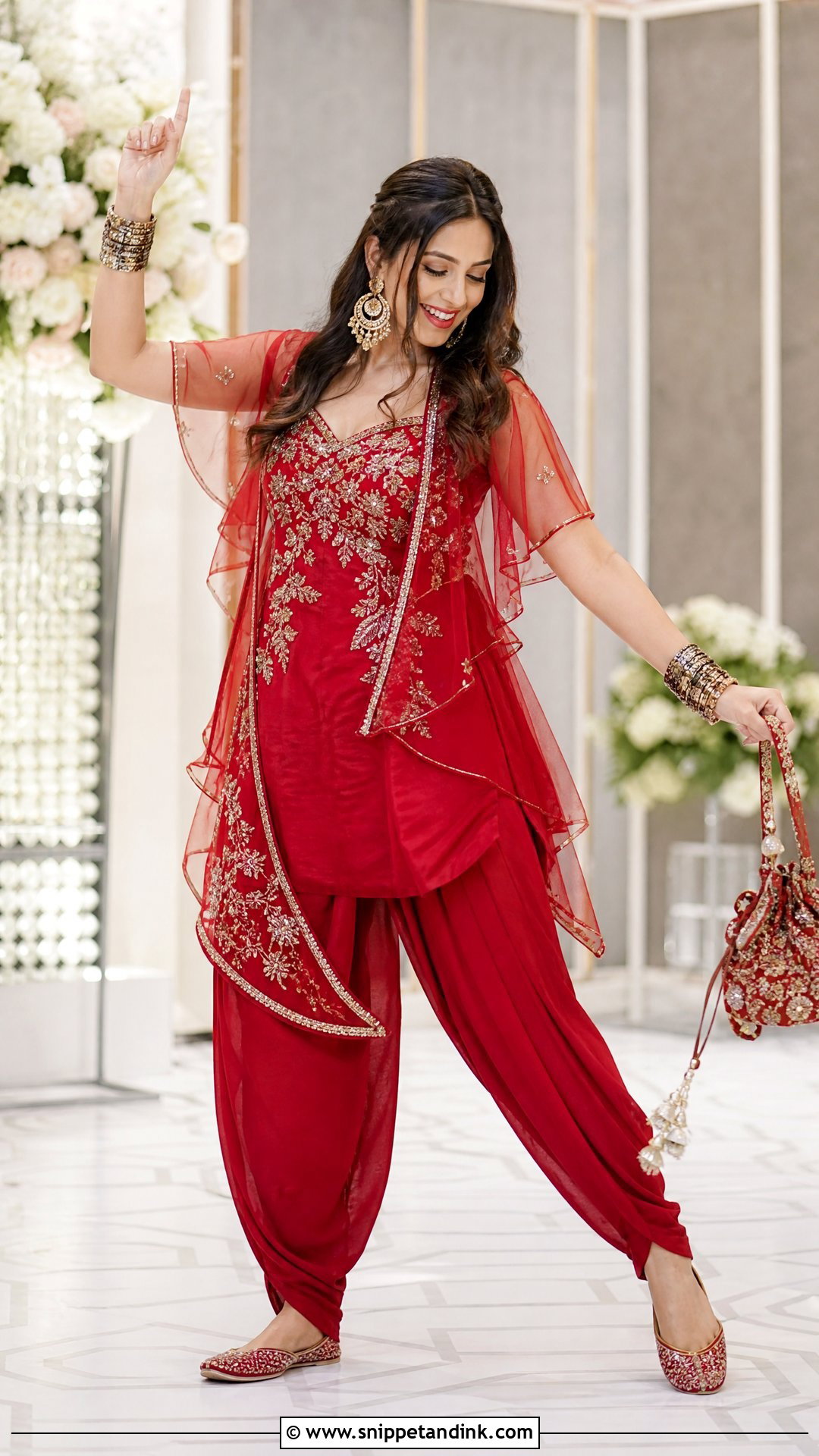 Red Dhoti Pant Sangeet Outfit - Snippet and Ink - 20 Red Sangeet Outfit Ideas