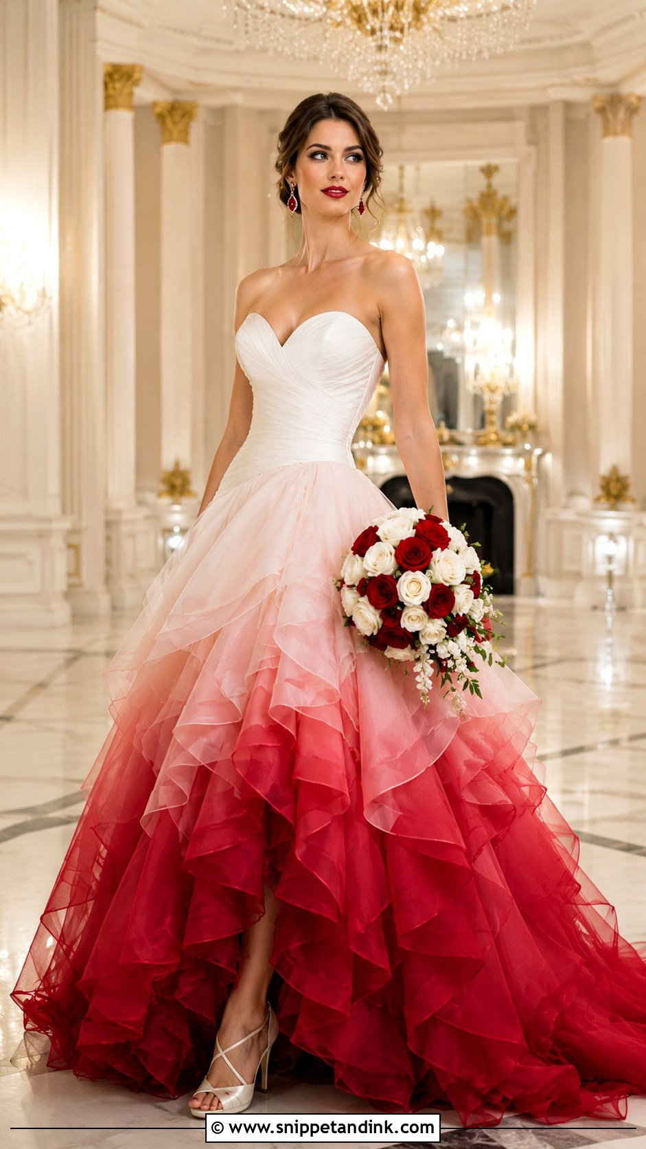 Red Dip Dye Wedding Dress - Snippet and Ink - 20 Dip Dye Wedding Dress Ideas