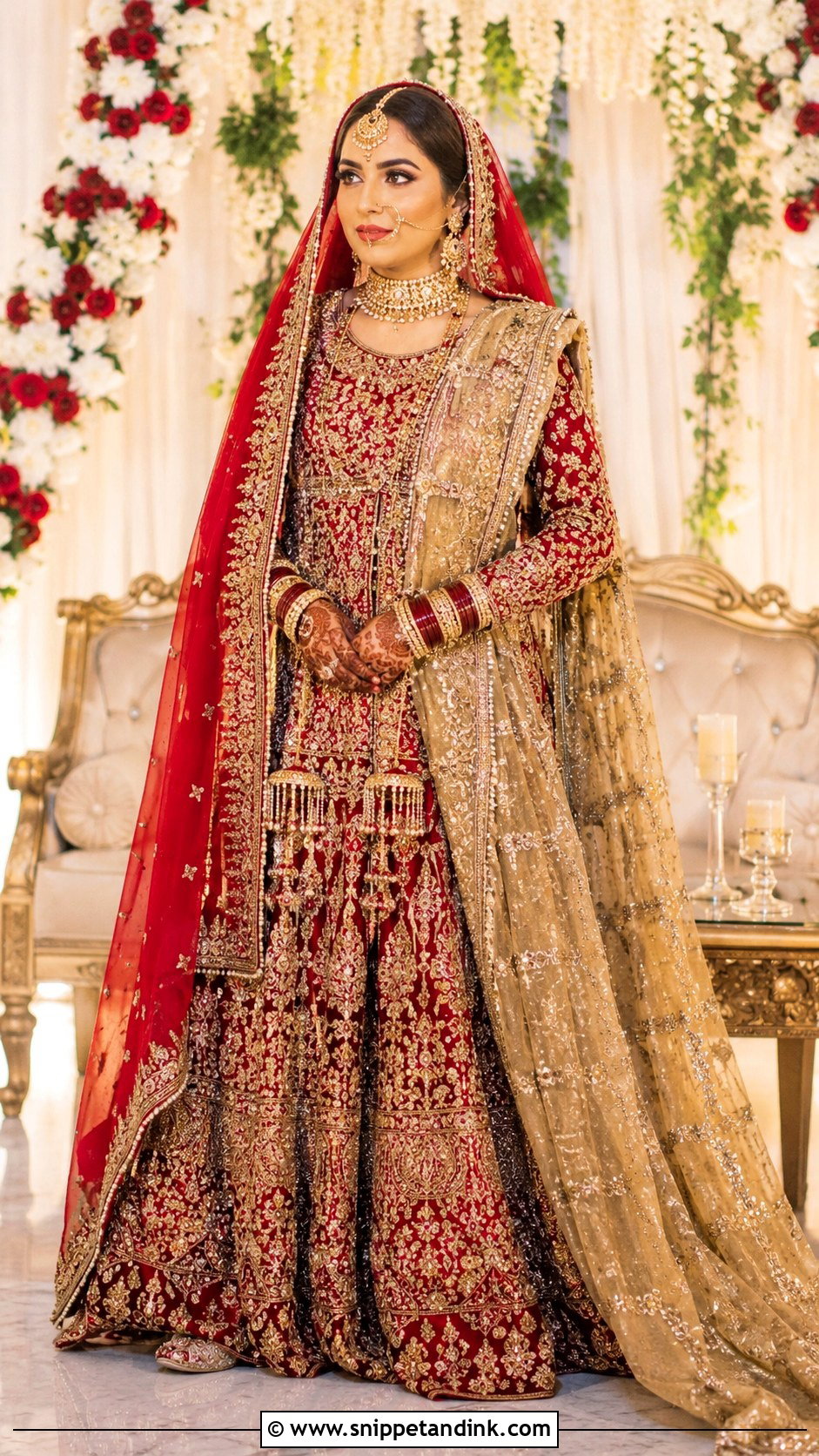 Red Double Dupatta Barat Lehenga - Snippet and Ink - 20 Bridal Dresses for Barat
