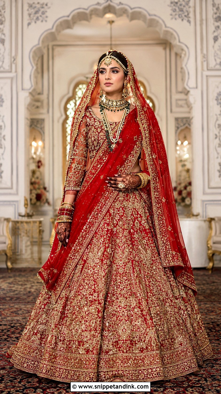 Red Double Dupatta Bridal Lehenga - Snippet and Ink - 25 Red Lehanga Bridal Outfits
