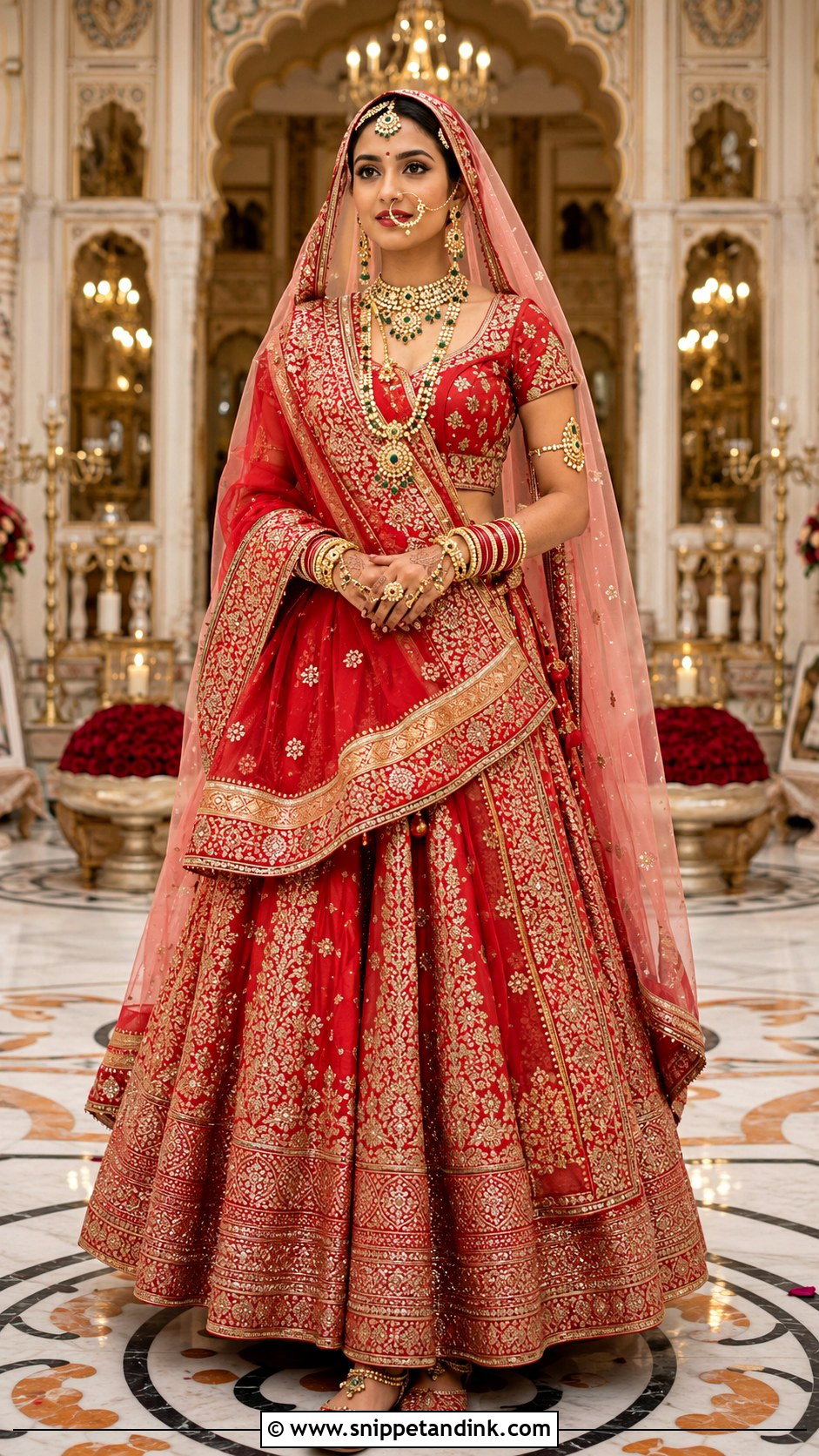 Red Double Odhni Rajput Bridal Poshak - Snippet and Ink - 20 Royal Rajput Bride Ideas