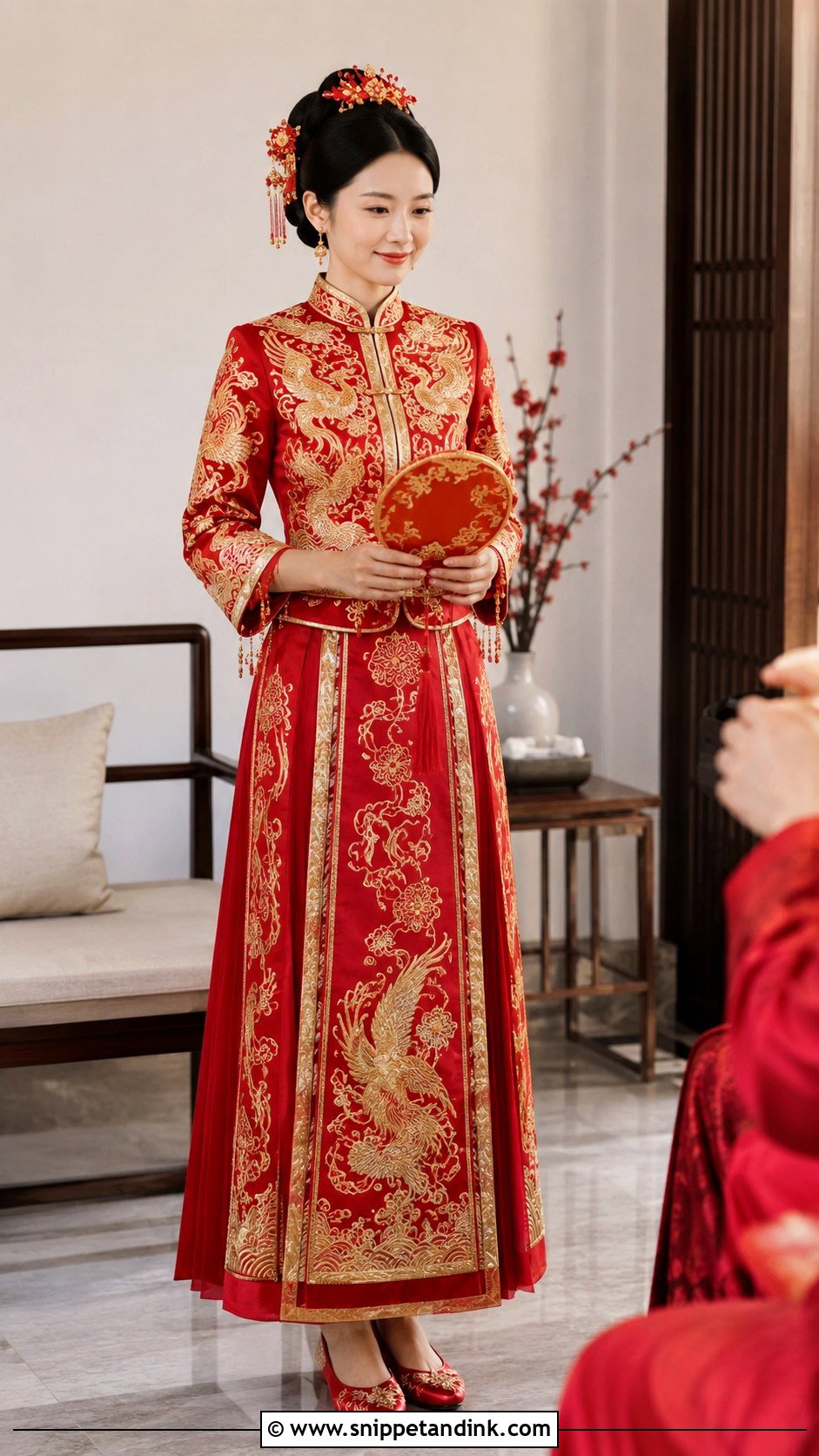 Red Dragon And Phoenix Qun Kwa Wedding Dress - Snippet and Ink - 20 Chinese Style Wedding Dress Ideas