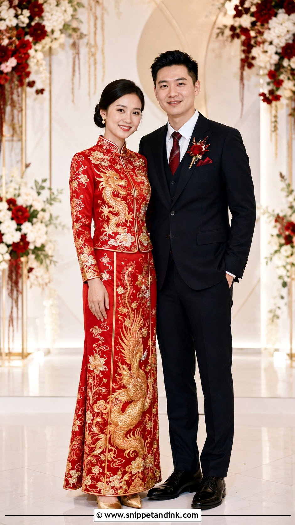 Red Dragon And Phoenix Wedding Dress - Snippet and Ink - 20 Red Chinese Wedding Dress Ideas