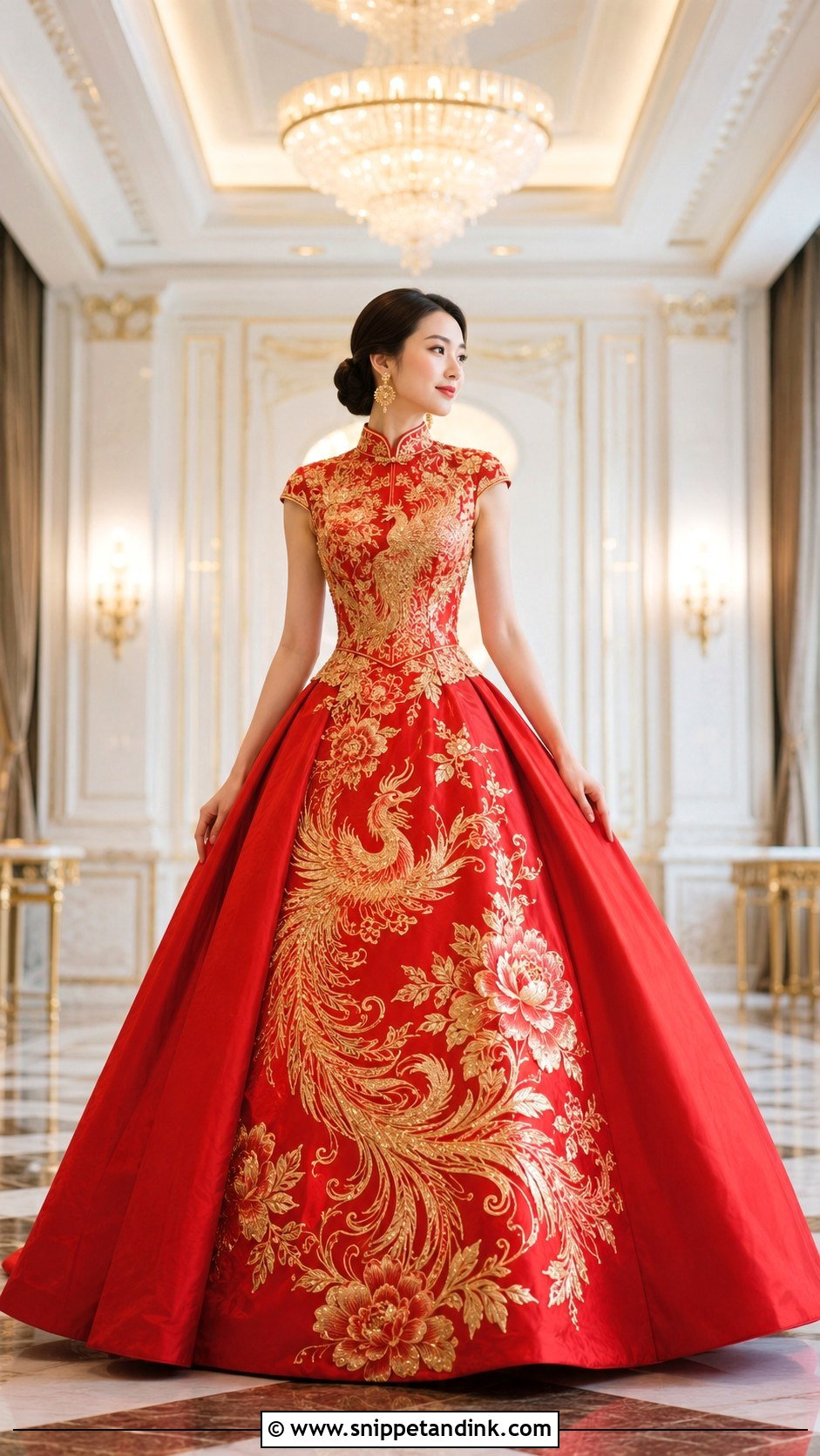 Red Embroidered Ball Gown - Snippet and Ink - 20 China Wedding Dress Ideas