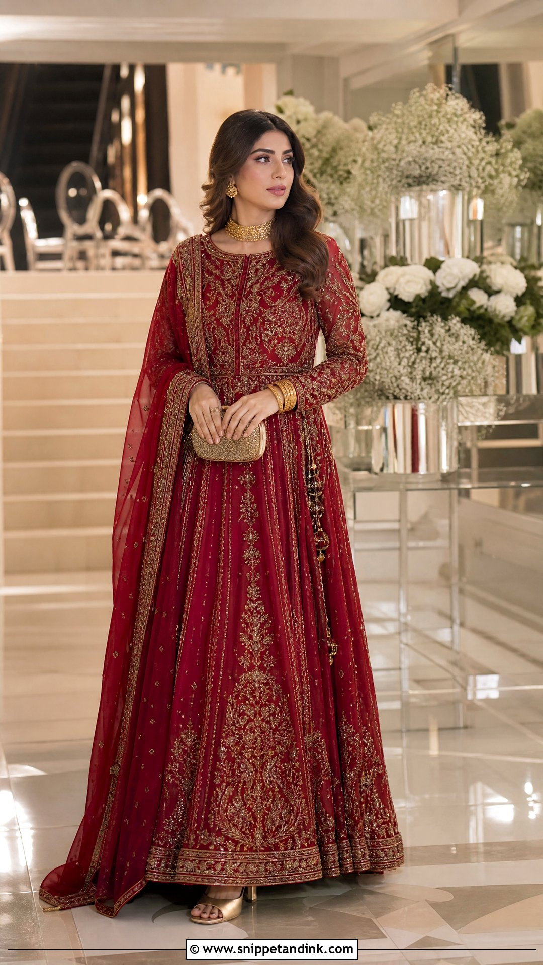 Red Embroidered Lehenga For Baraat - Snippet and Ink - 20 Pakistani Function Dresses