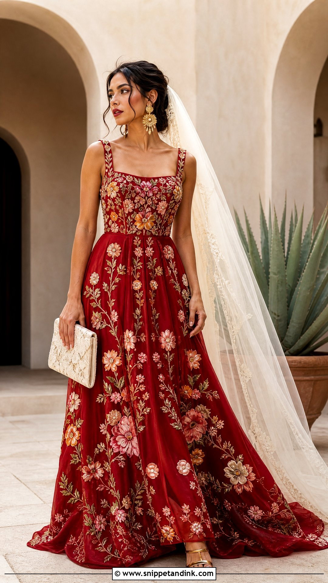 Red Embroidered Mexican Wedding Dress - Snippet and Ink - 25 Embroidered Mexican Wedding Dress Ideas
