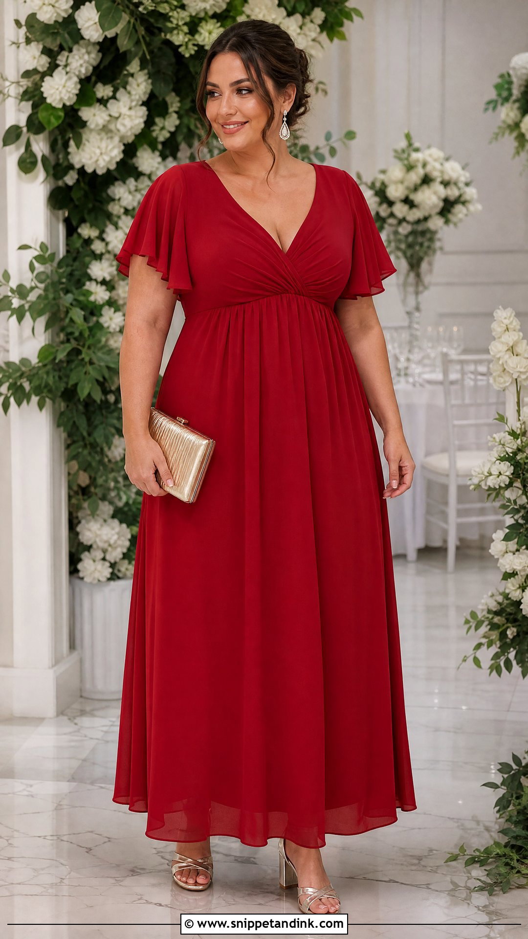 Red Empire Waist Maxi Dress for Wedding - Snippet and Ink - 20 Red Dresses for Wedding