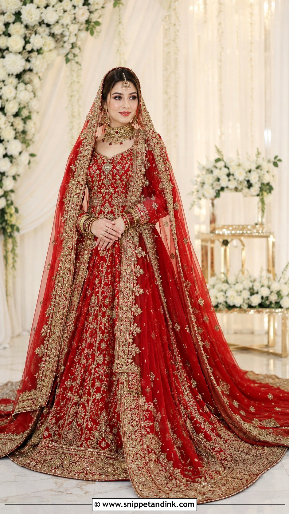 Red Farshi Lehenga Bridal Dress for Barat - Snippet and Ink - 20 Bridal Dress for Barat Ideas