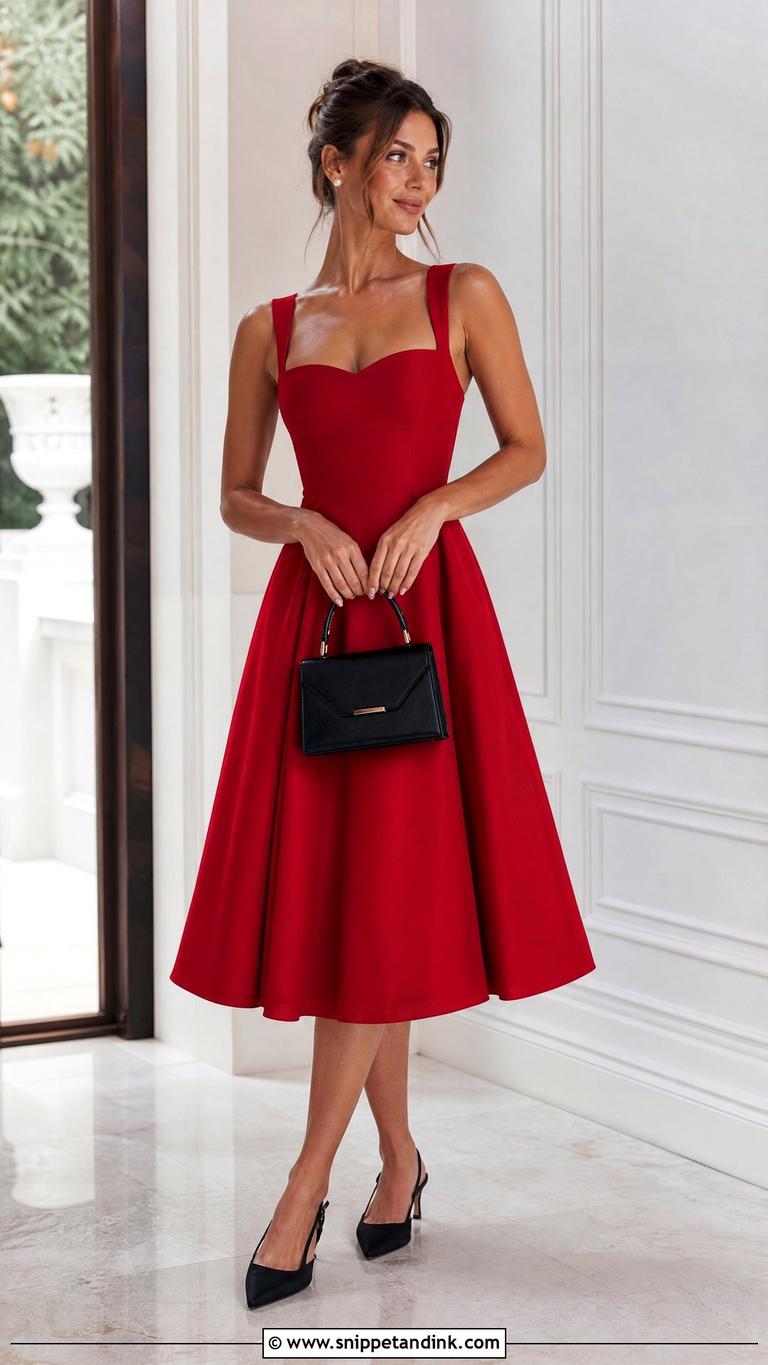 Red Fit and Flare Midi Dress for Wedding - Snippet and Ink - 20 Red Dresses for Wedding