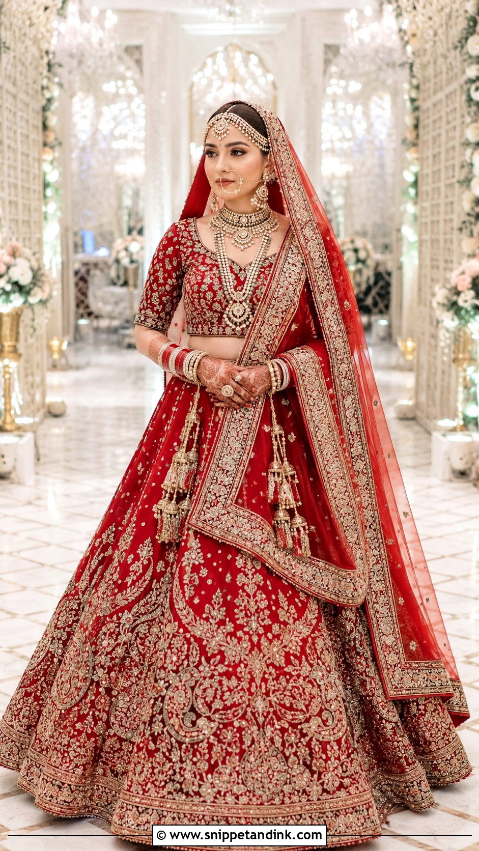 Red Flared Bridal Lehenga - Snippet and Ink - 25 Red Lehanga Bridal Outfits