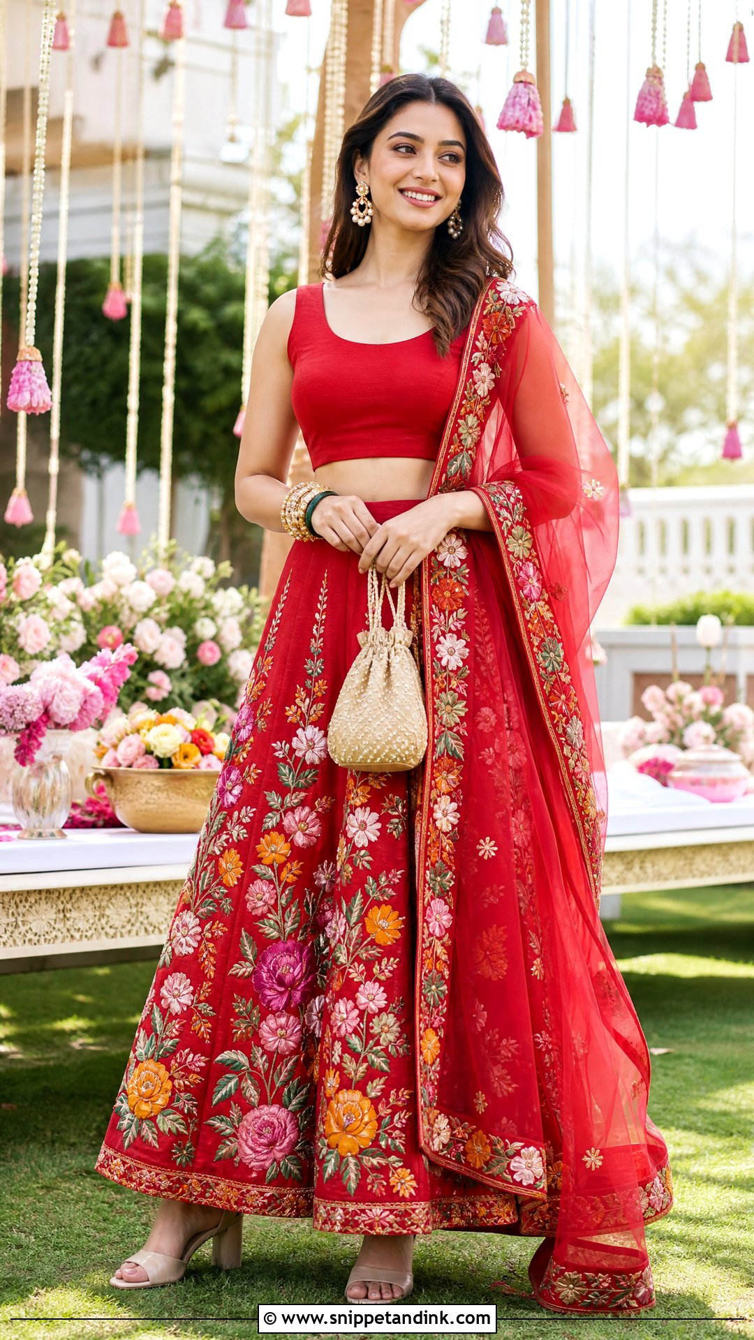 Red Floral Lehenga Outfit - Snippet and Ink - 25 Red Indian Dress Outfit Ideas