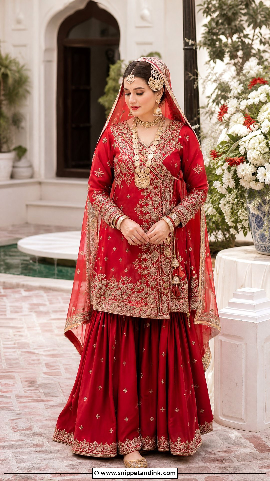Red Garara With Angrakha Shirt - Snippet and Ink - 20 Red Garara Dress Pakistani Bridal Ideas