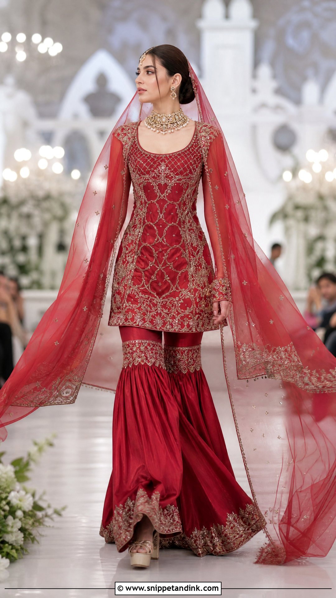 Red Garara With Cape Dupatta - Snippet and Ink - 20 Red Garara Dress Pakistani Bridal Ideas