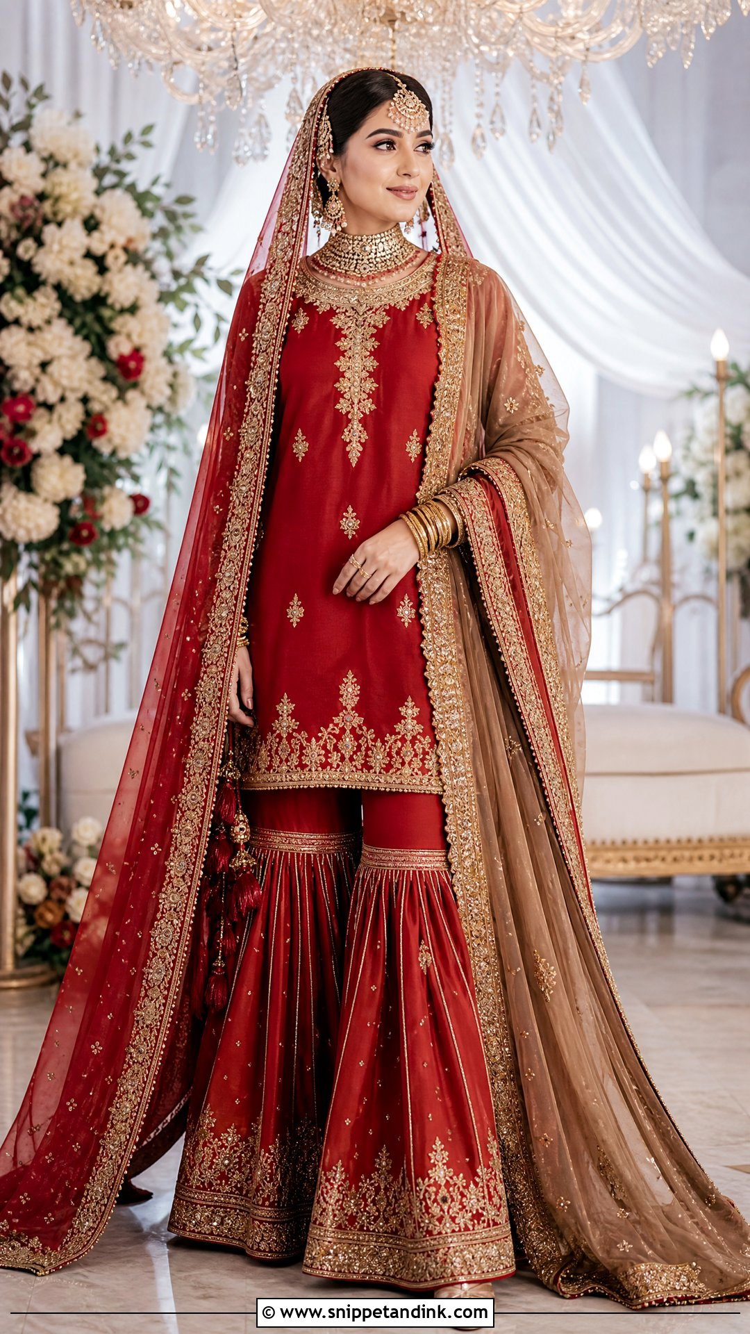 Red Garara With Double Dupatta - Snippet and Ink - 20 Red Garara Dress Pakistani Bridal Ideas