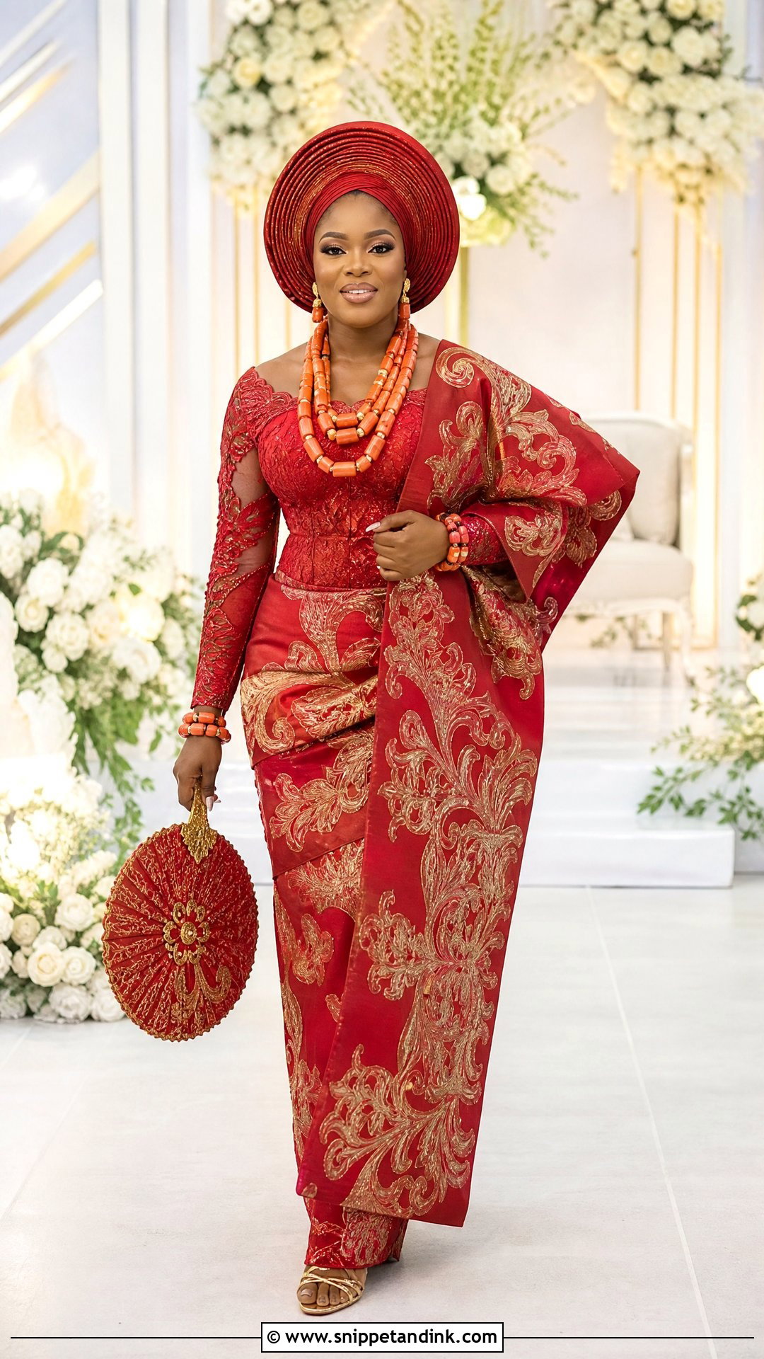 Red George Urhobo Bride Outfit - Snippet and Ink - 20 Urhobo Bride Ideas