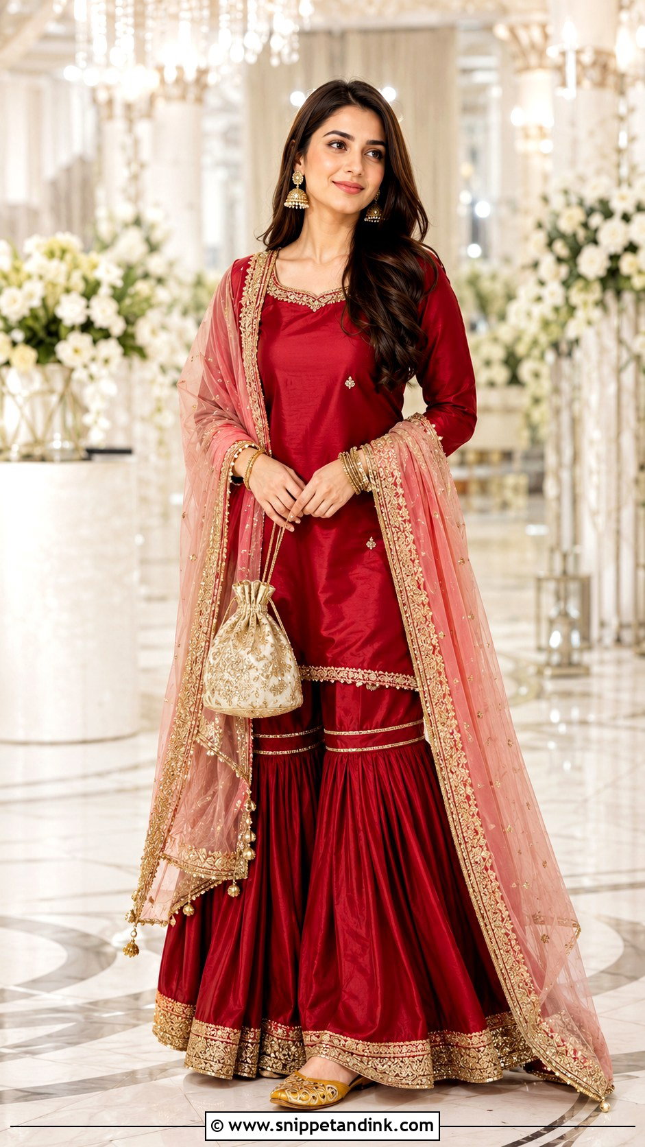 Red Gharara Dress For Barat - Snippet and Ink - 25 Pakistani Wedding Dresses Sisters
