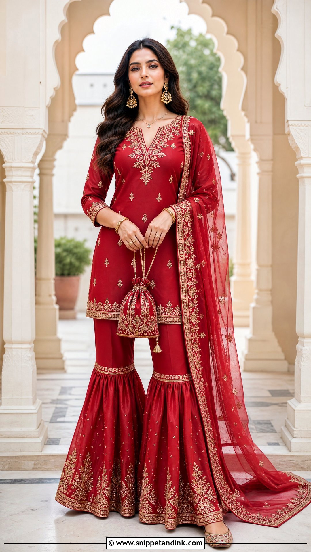 Red Gharara Suit Outfit - Snippet and Ink - 25 Red Indian Dress Outfit Ideas