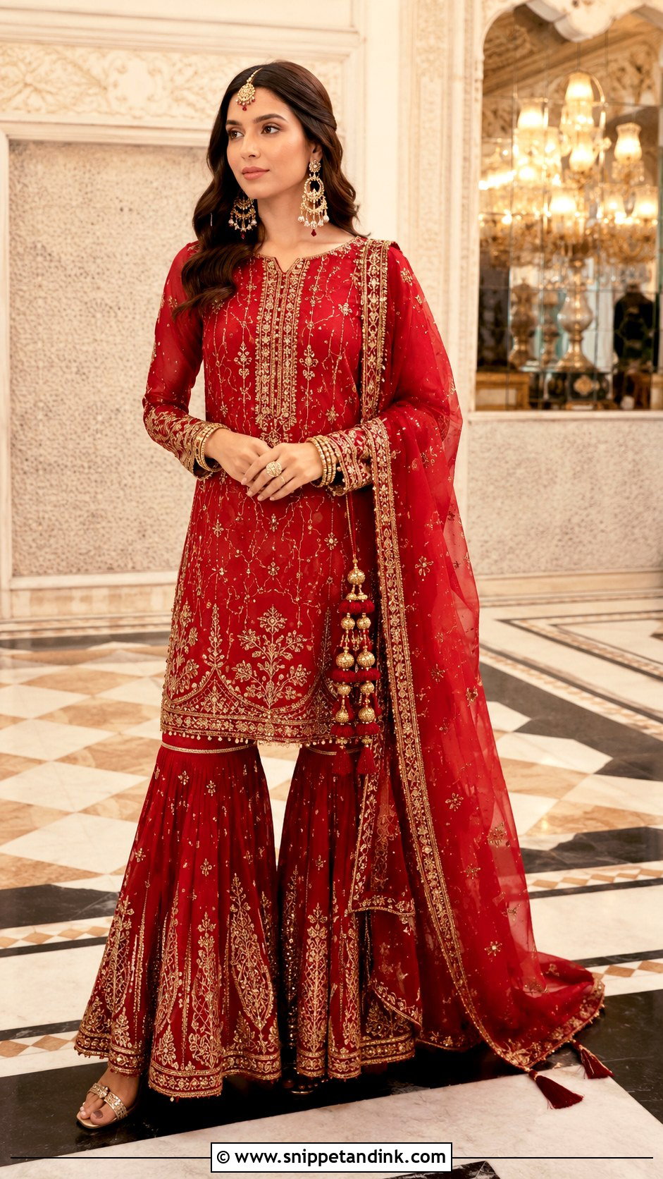 Red Gharara Suit - Snippet and Ink - 25 Red Indian Wedding Dress Ideas