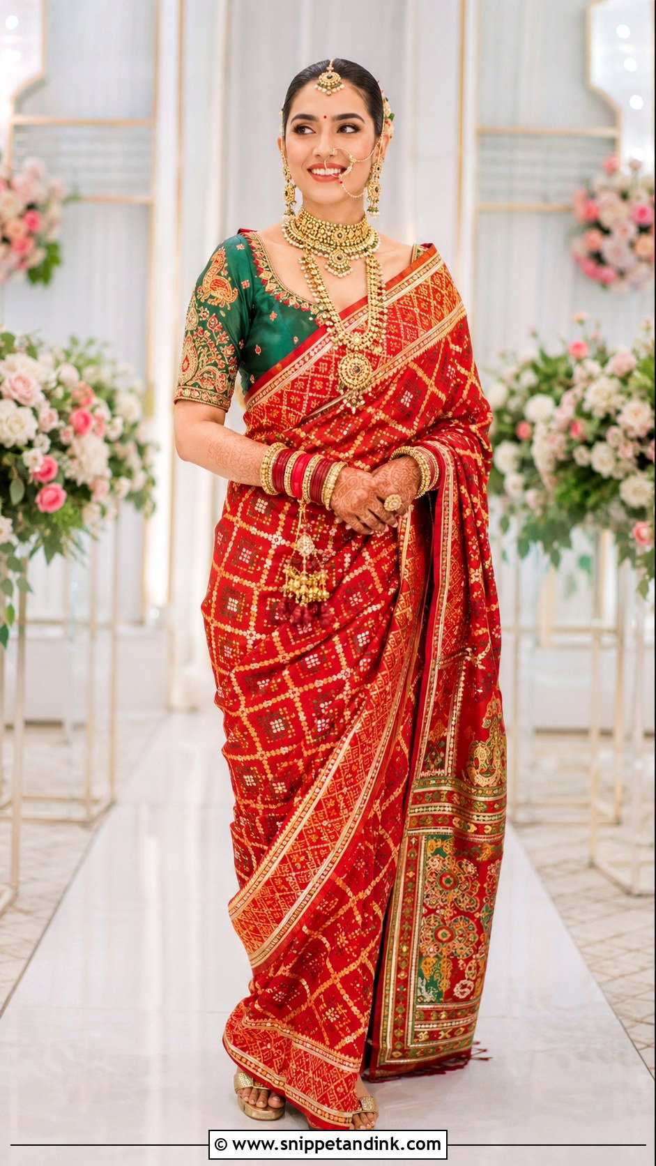 Red Gharchola Saree Bridal Look - Snippet and Ink - 20 Gujrati Wedding Brides Ideas