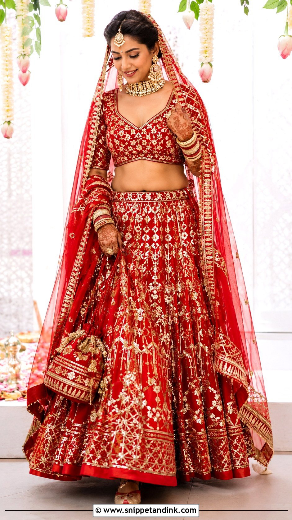 Red Gota Patti Bridal Lehenga - Snippet and Ink - 25 Red Lehanga Bridal Outfits