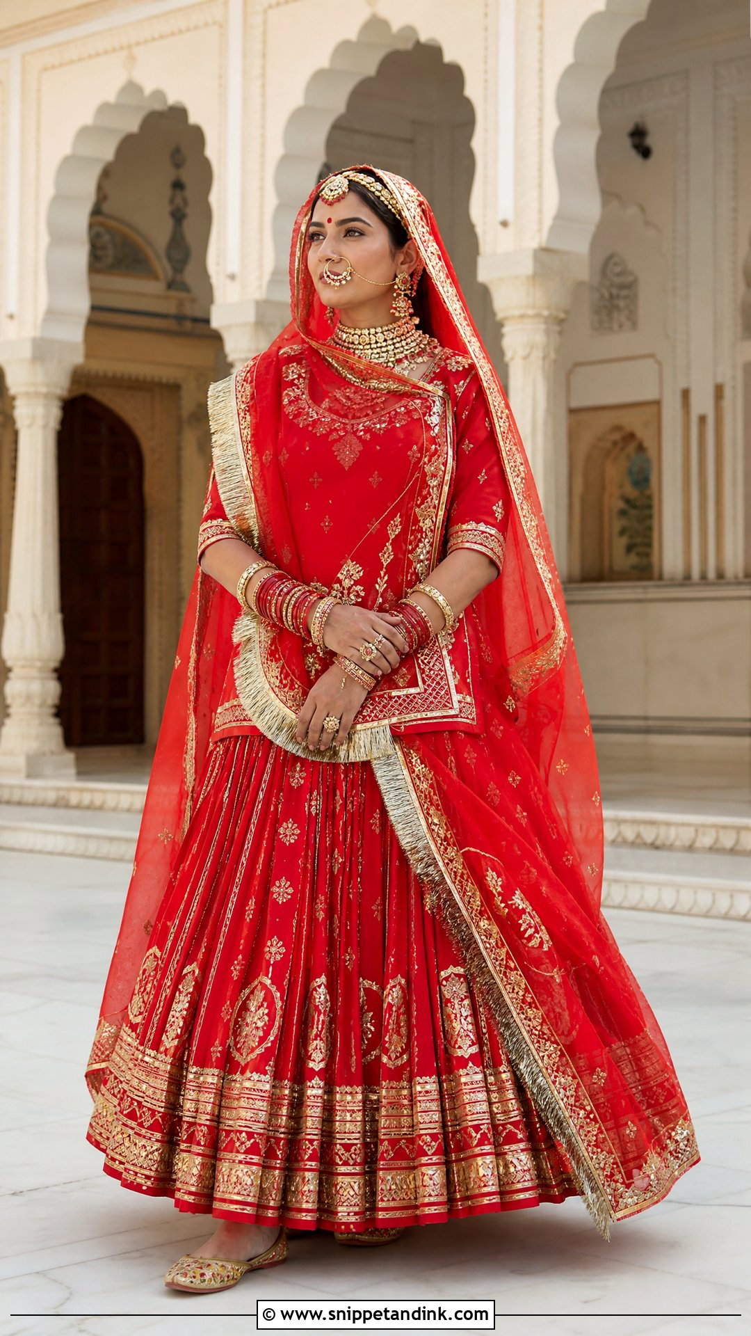 Red Gota Patti Rajputi Bridal Poshak - Snippet and Ink - 20 Rajputi Bridal Poshak Ideas