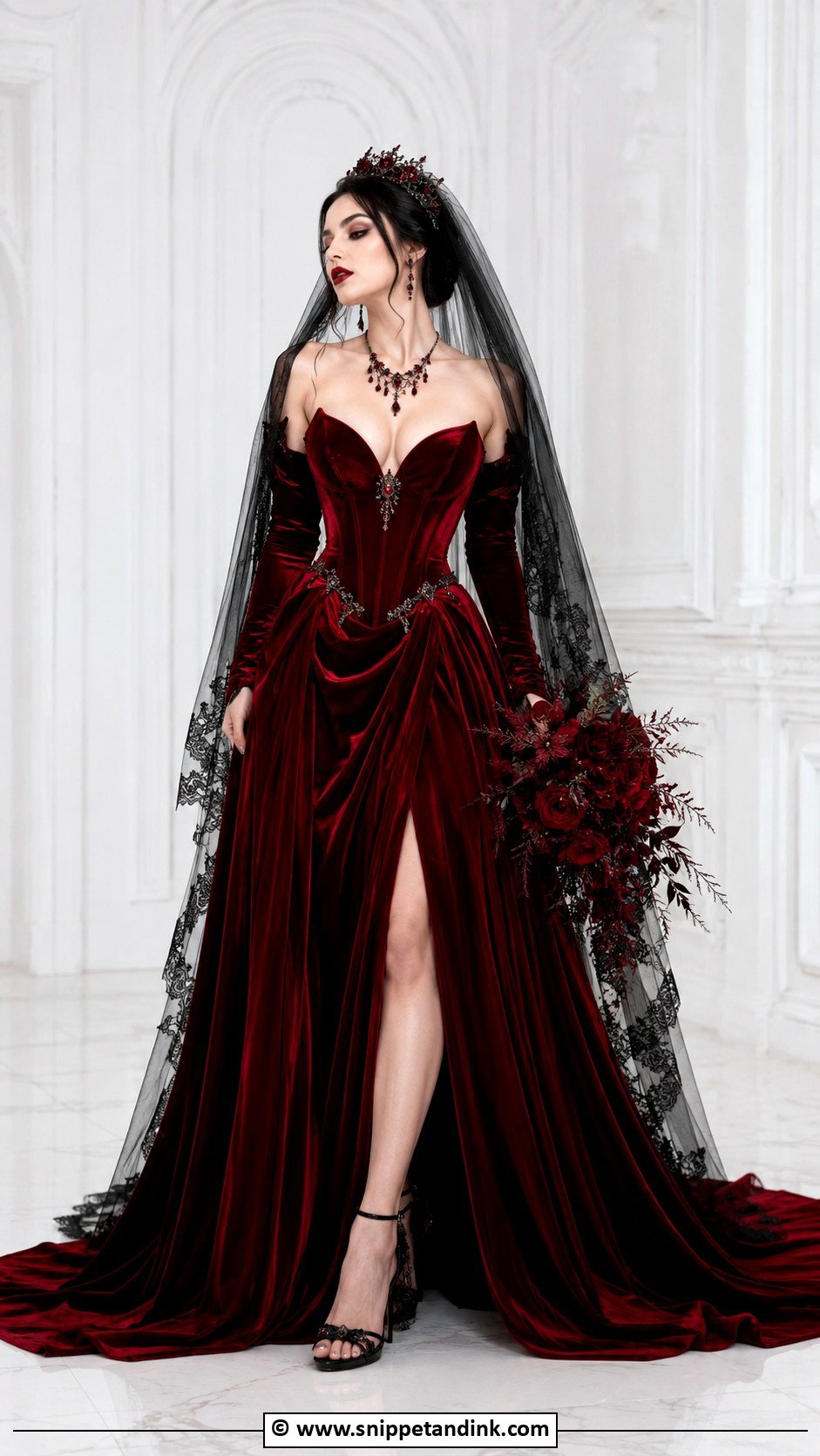 Red Goth Wedding Dress - Snippet and Ink - 25 Goth Wedding Dresses