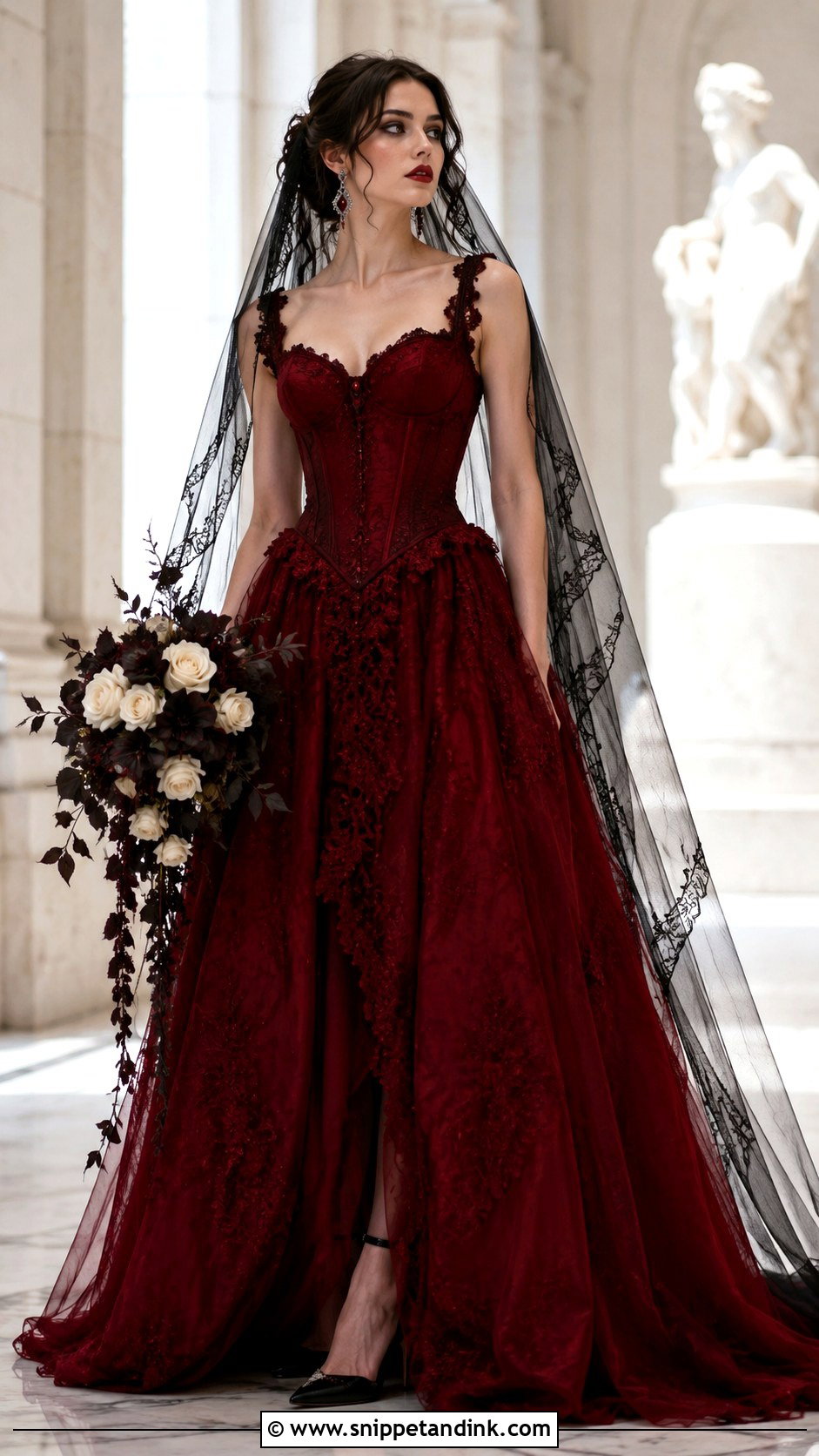 Red Gothic Bridal Gown - Snippet and Ink - 20 Gothic Bridal Ideas