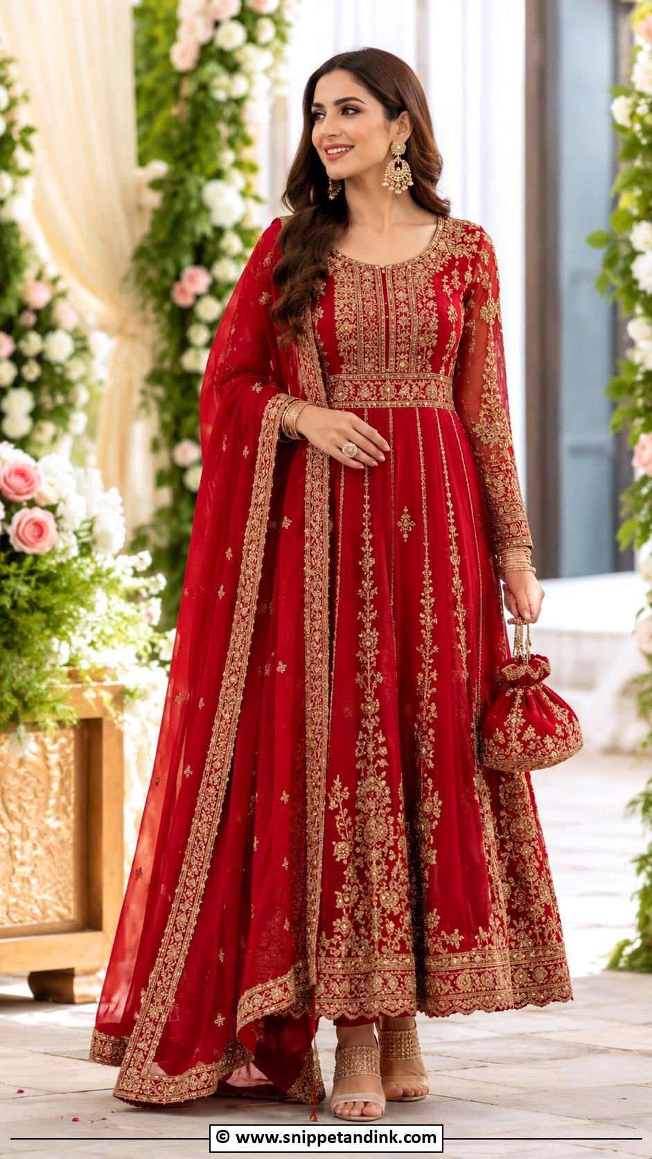 Red Gown With Dupatta - Snippet and Ink - 30 Gown with Dupatta Ideas