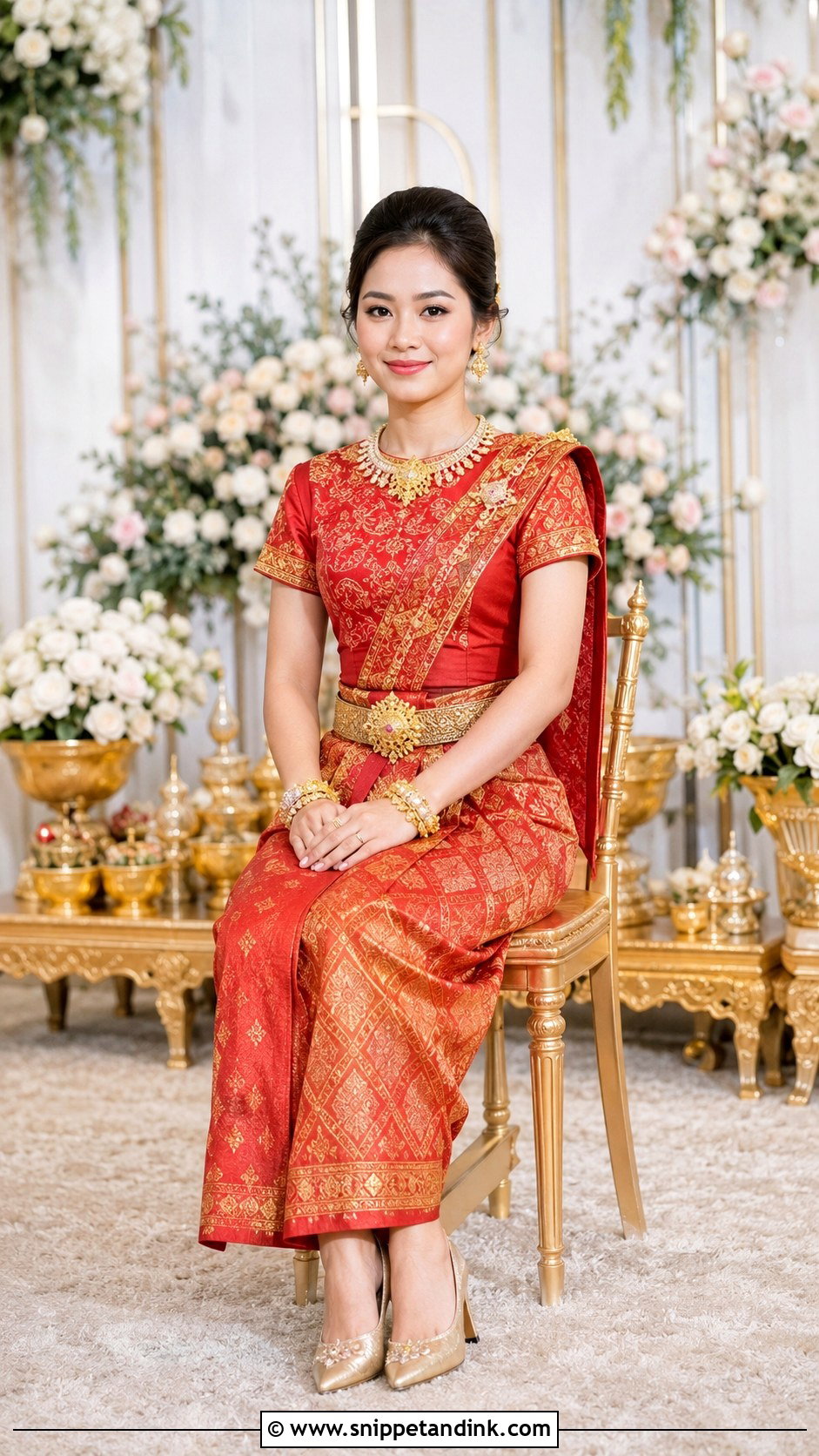 Red Hair Cutting Ceremony Wedding Dress - Snippet and Ink - 20 Cambodian Wedding Dress Ideas