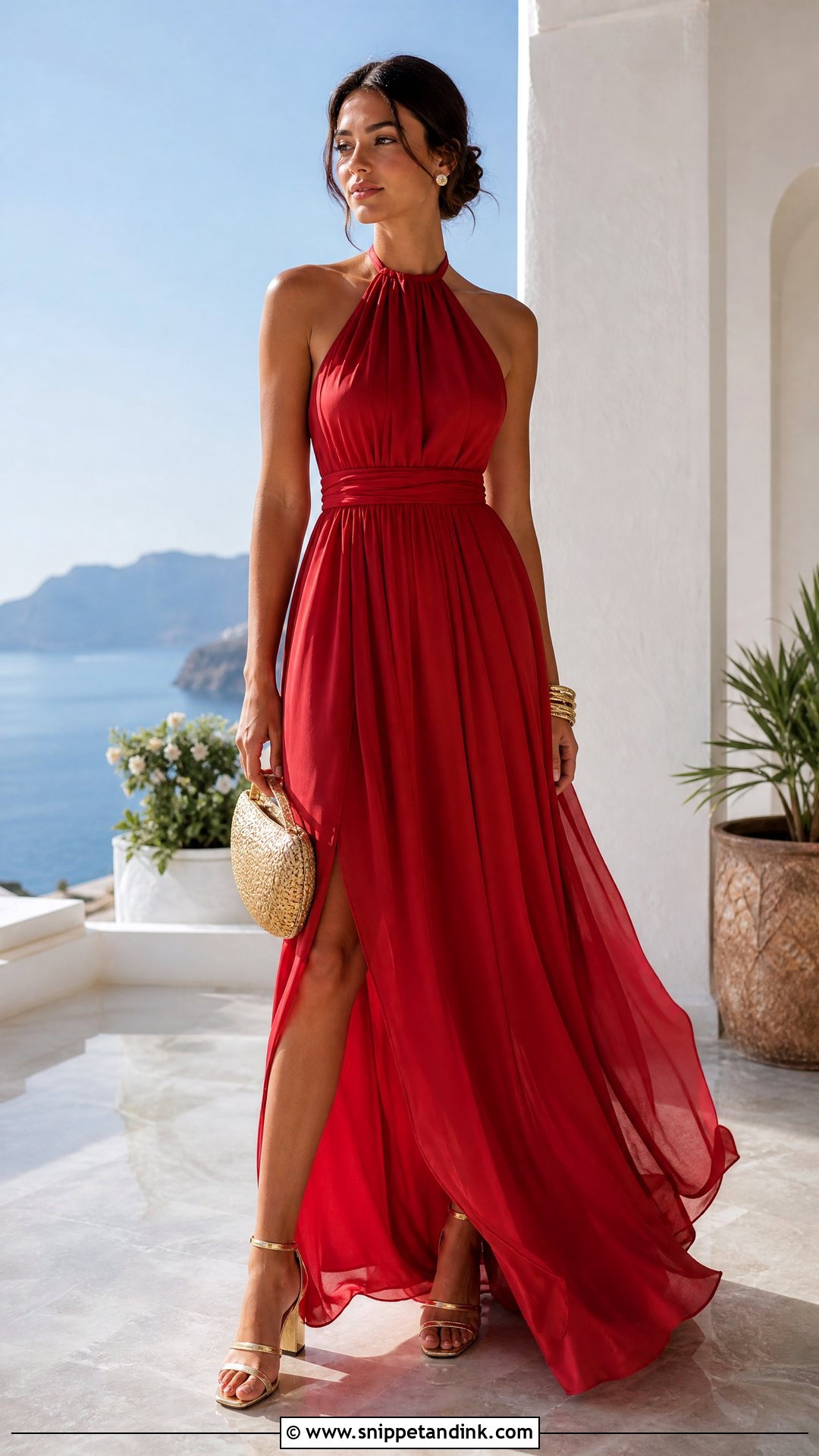 Red Halter Neck Maxi Dress for Wedding - Snippet and Ink - 20 Red Dresses for Wedding