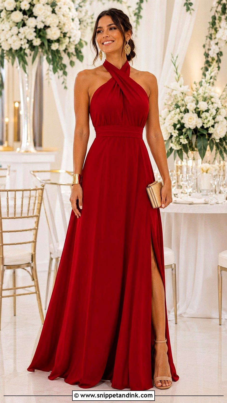 Red Halter Neck Maxi Dress - Snippet and Ink - 20 Dress for Brothers Wedding Ideas