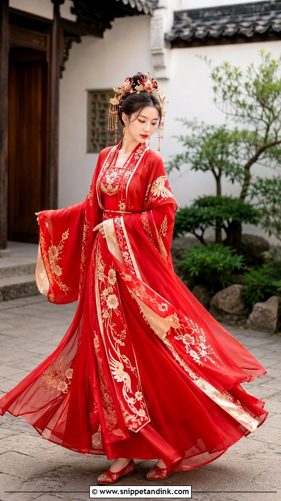 Red Hanfu Chinese Wedding Outfit - Snippet and Ink - 20 Chinese Wedding Outfits
