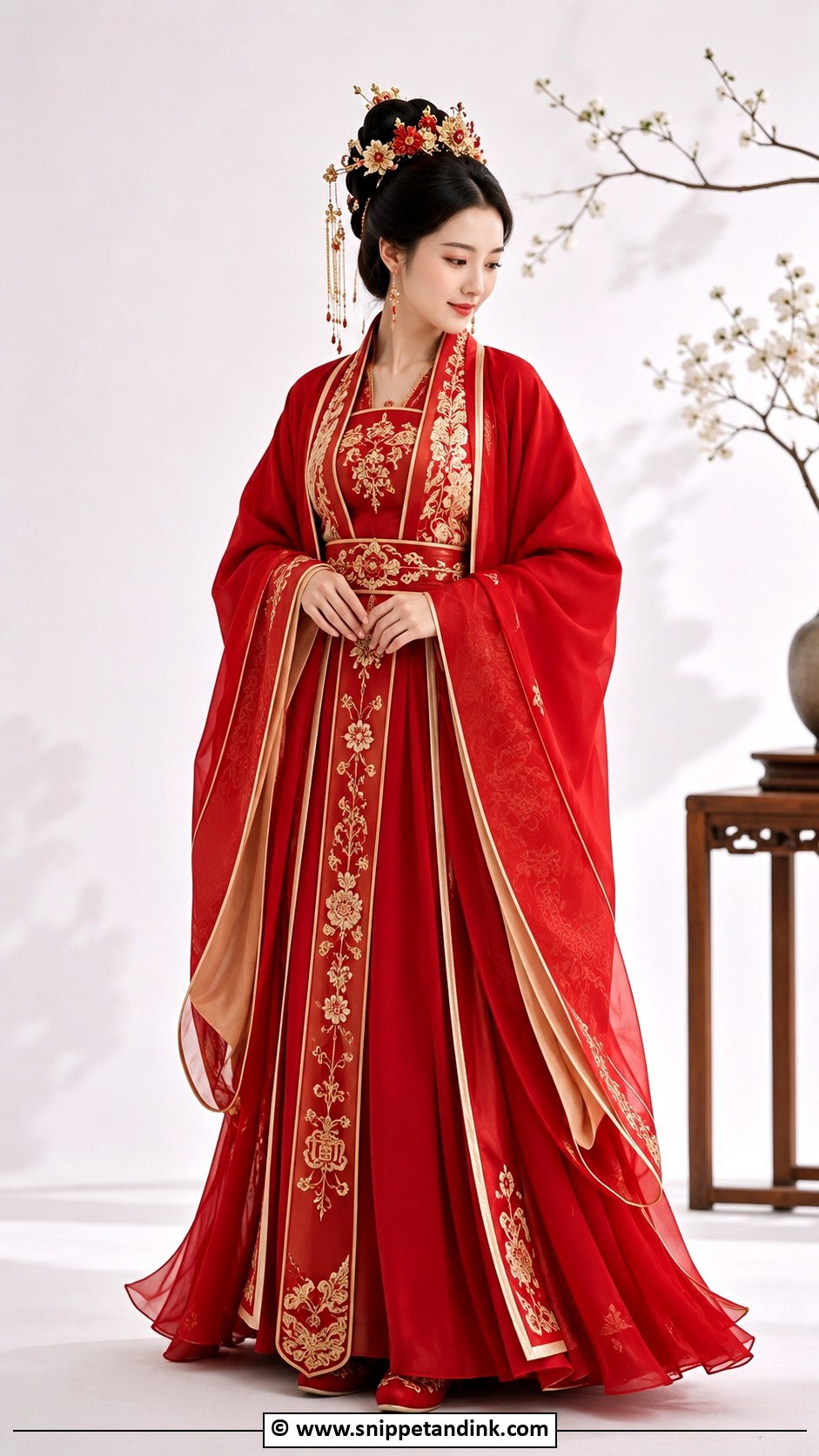 Red Hanfu Wedding Dress - Snippet and Ink - 30 Chinese Wedding Dress Ideas