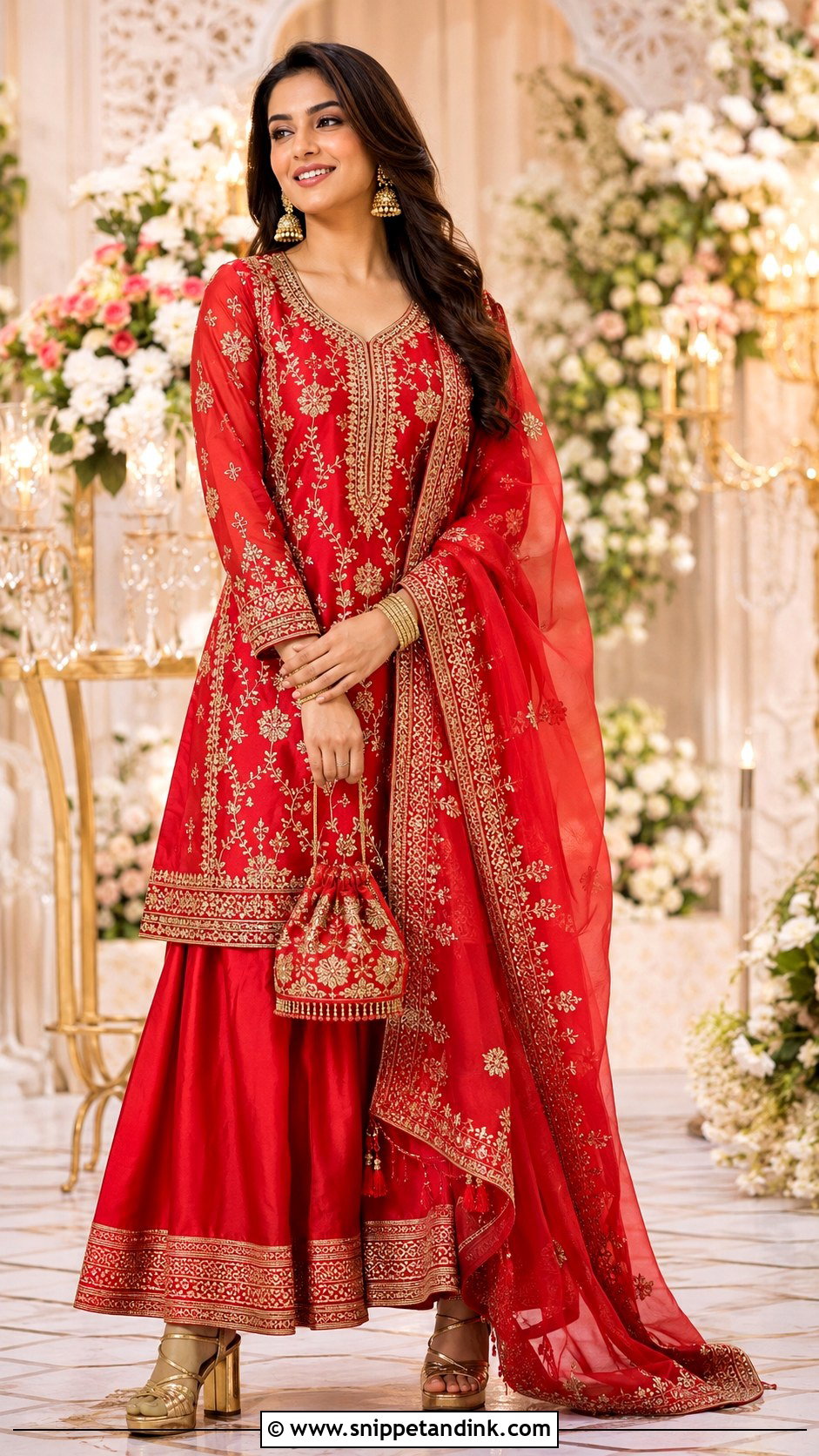 Red Heavy Plazo Suit for Wedding - Snippet and Ink - 20 Heavy Plazo Suits for Wedding