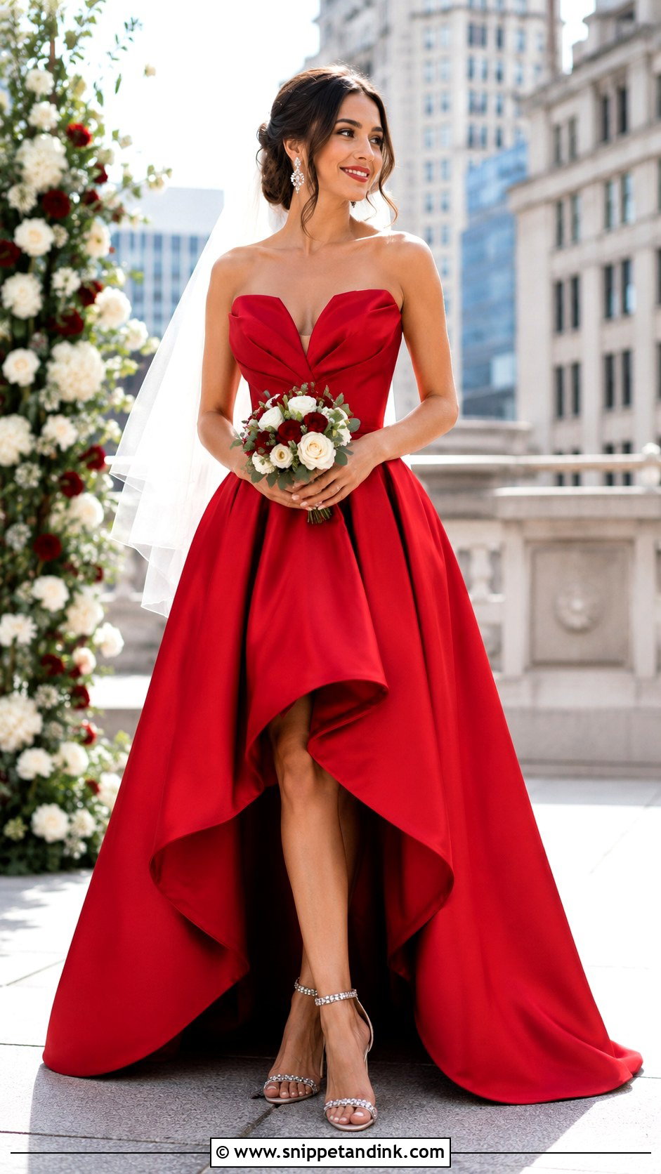 Red High Low Wedding Dress - Snippet and Ink - 25 Red Wedding Dress Ideas