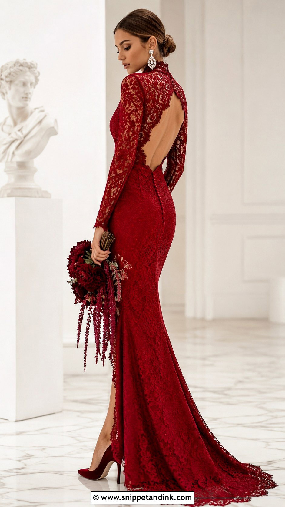 Red High Neck Bridal Dress - Snippet and Ink - 30 Red Bridal Dress Ideas