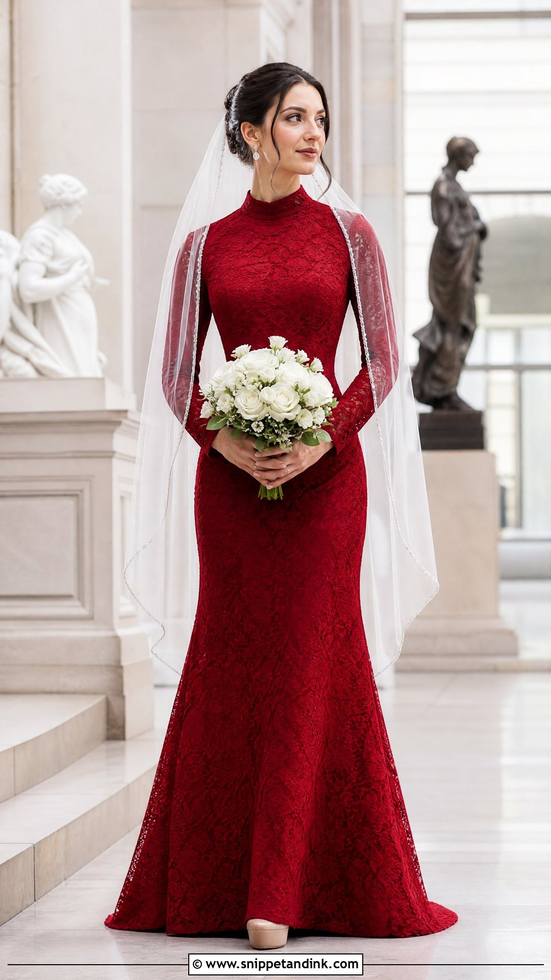 Red High Neck Bridal Gown - Snippet and Ink - 20 Red Bridal Dress Gowns