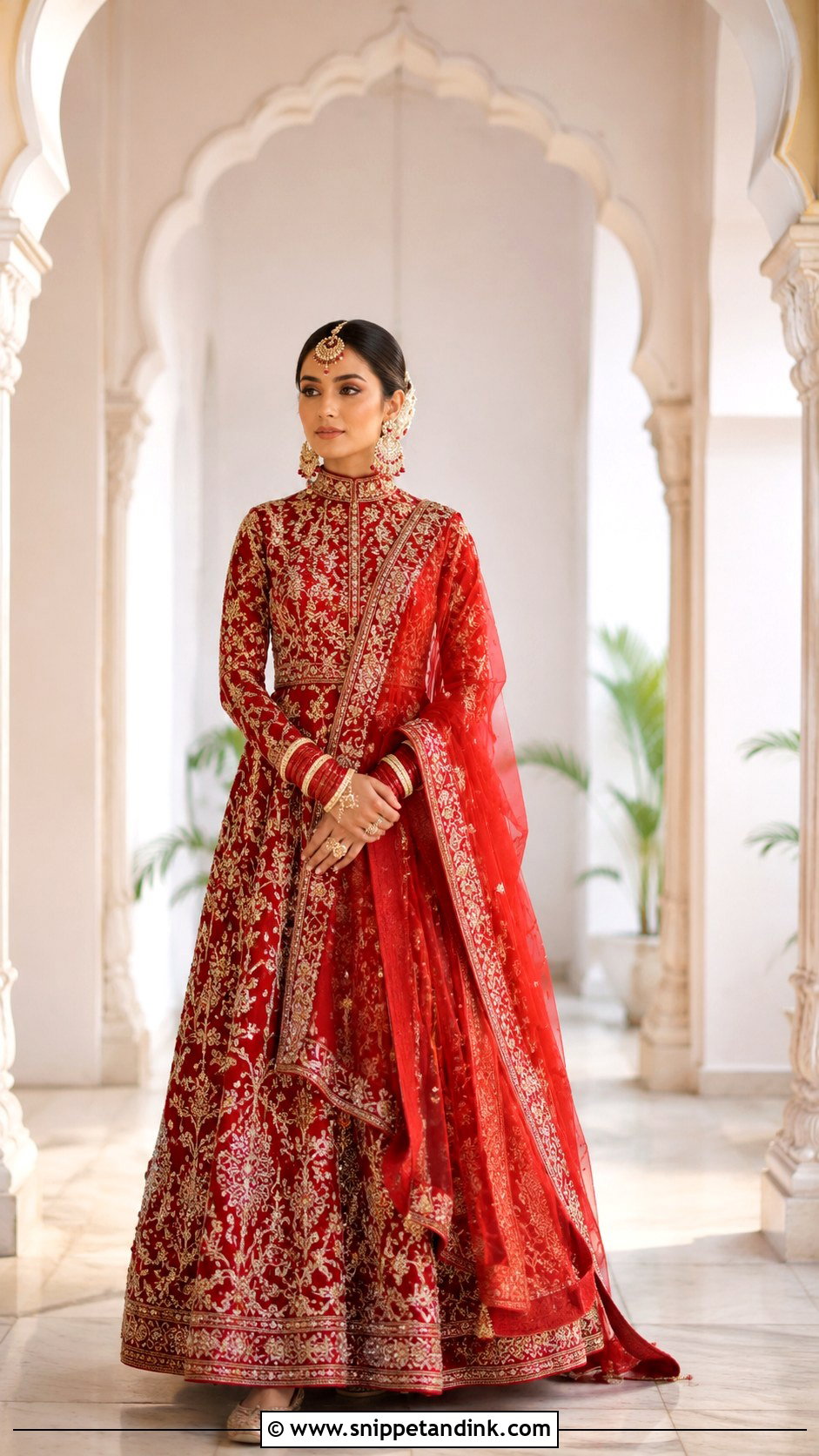 Red High Neck Bridal Lehenga - Snippet and Ink - 25 Red Lehanga Bridal Outfits
