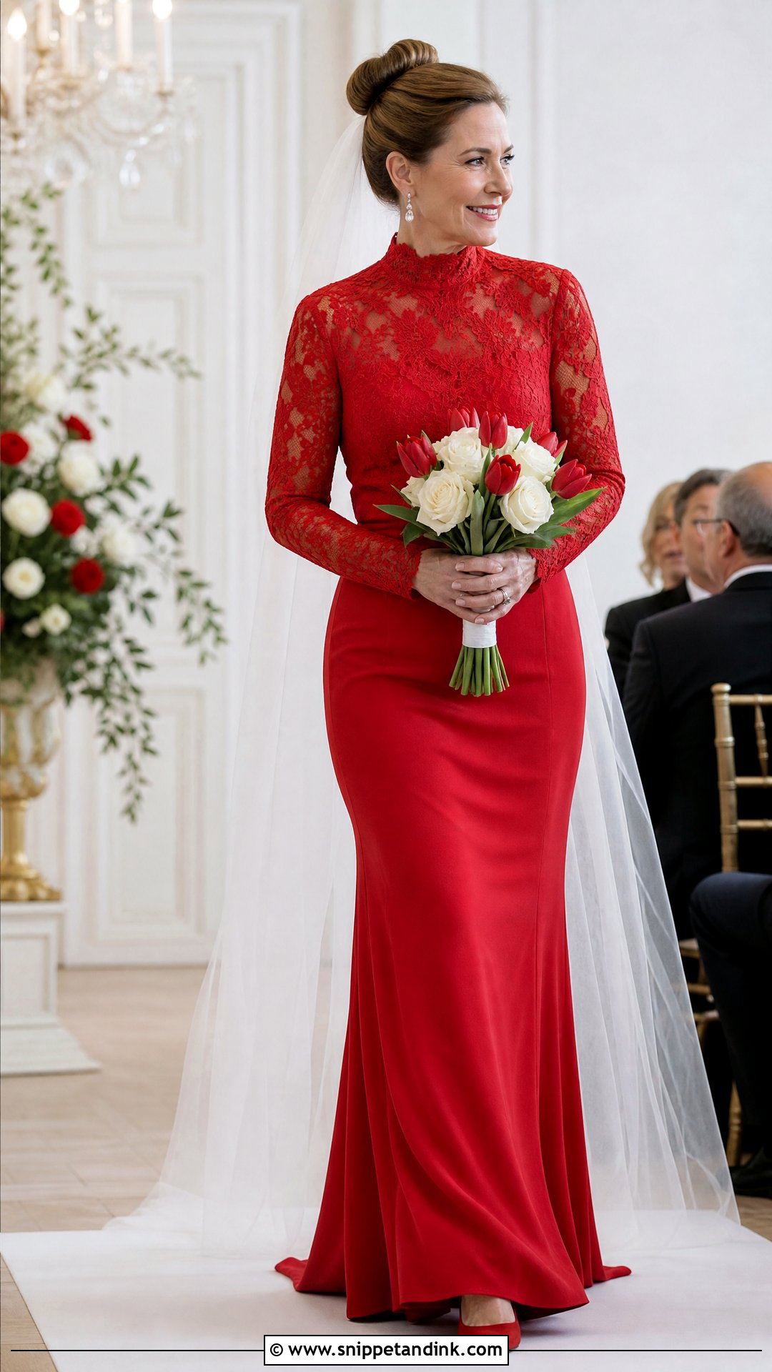 Red High Neck Wedding Dress - Snippet and Ink - 20 Red Wedding Dress Outfit Ideas