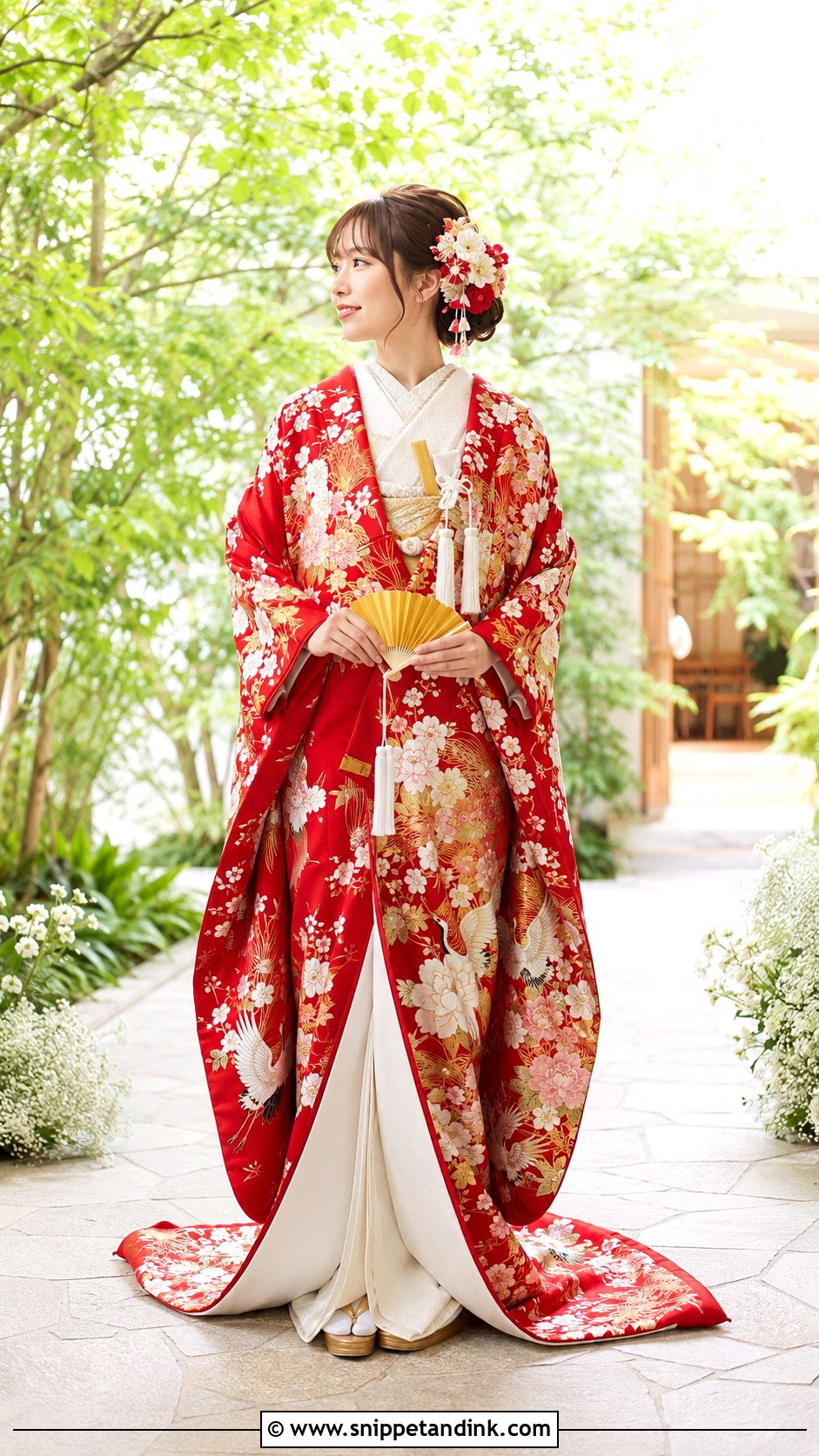 Red Hikifurisode Wedding Kimono - Snippet and Ink - 25 Traditional Japanese Wedding Dress Ideas