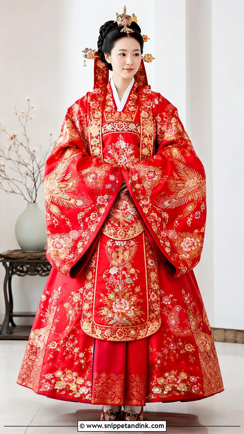Red Hwarot Wedding Hanbok - Snippet and Ink - 25 Traditional Korean Wedding Dress Ideas