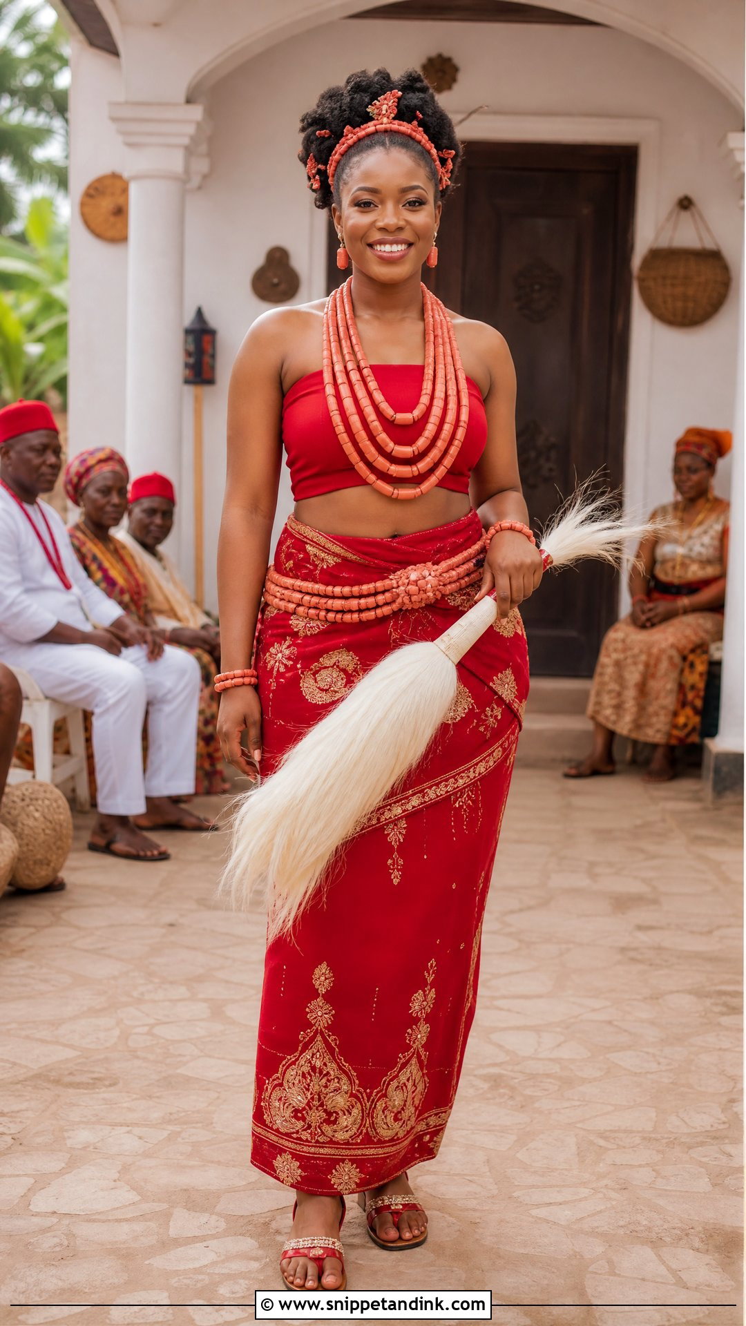 Red Igbo Traditional Maiden Wedding Outfit - Snippet and Ink - 20 Traditional Igbo Nigerian Wedding Dresses