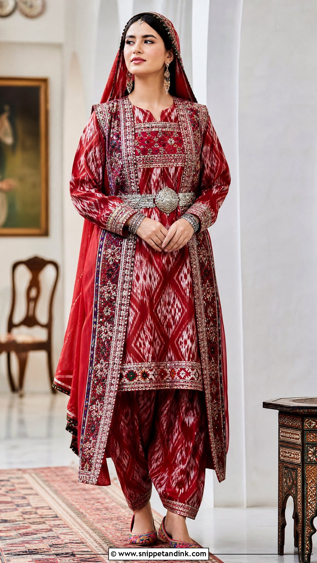 Red Ikat Afghan Wedding Dress - Snippet and Ink - 20 Traditional Afghan Wedding Dress Ideas