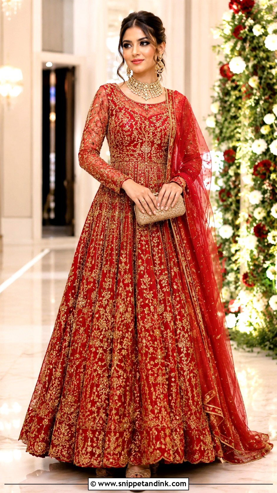 Red Indian Wedding Gown - Snippet and Ink - 30 Indian Wedding Gowns
