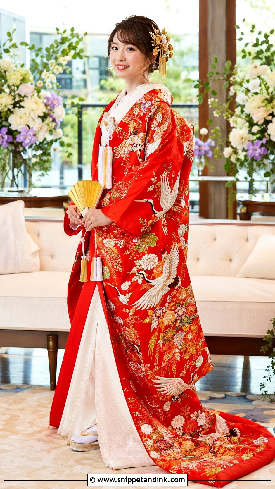 Red Iro Uchikake Japanese Wedding Dress - Snippet and Ink - 20 Japanese Wedding Dresses