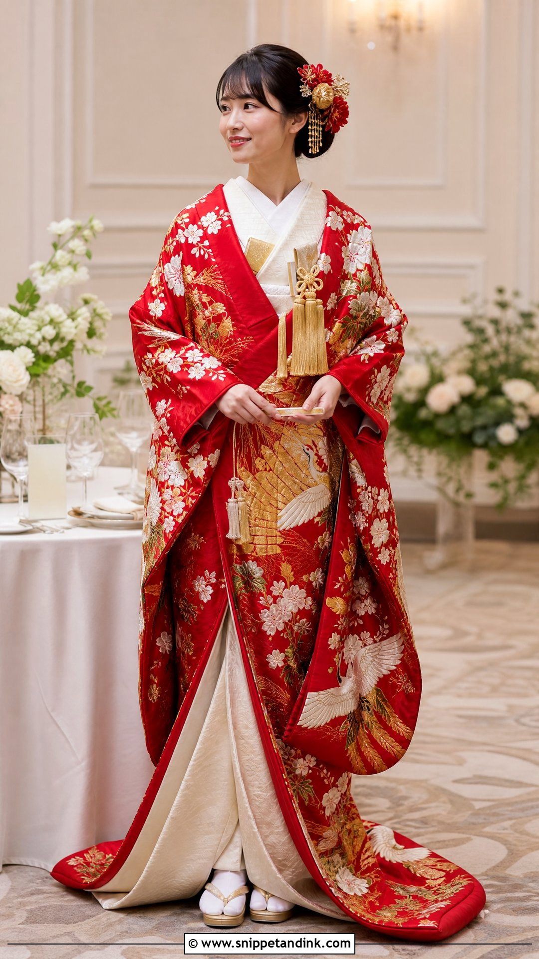 Red Iro Uchikake Kimono Wedding Dress - Snippet and Ink - 25 Kimono Wedding Dress Ideas