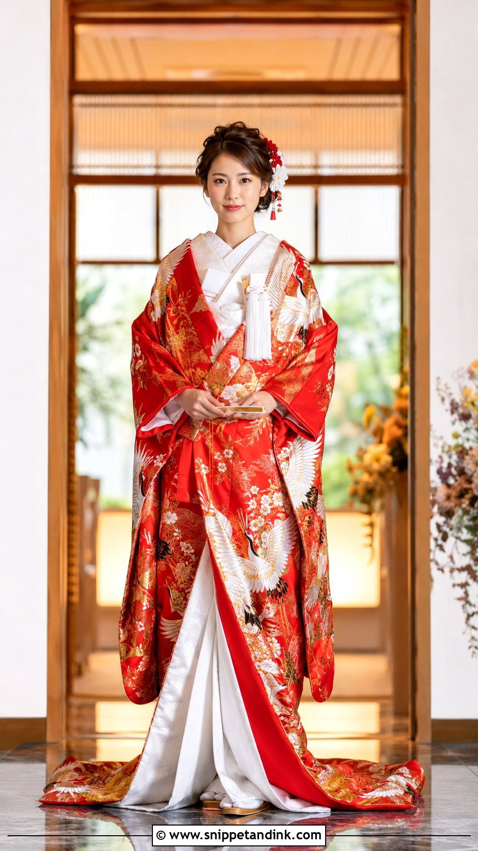 Red Iro Uchikake Wedding Kimono - Snippet and Ink - 30 Japanese Wedding Dress Ideas